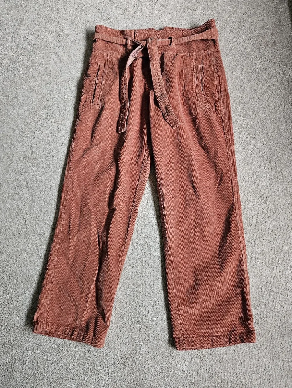 Sundance Emily Cropped Ankle Coral Corduroy Pants- P2